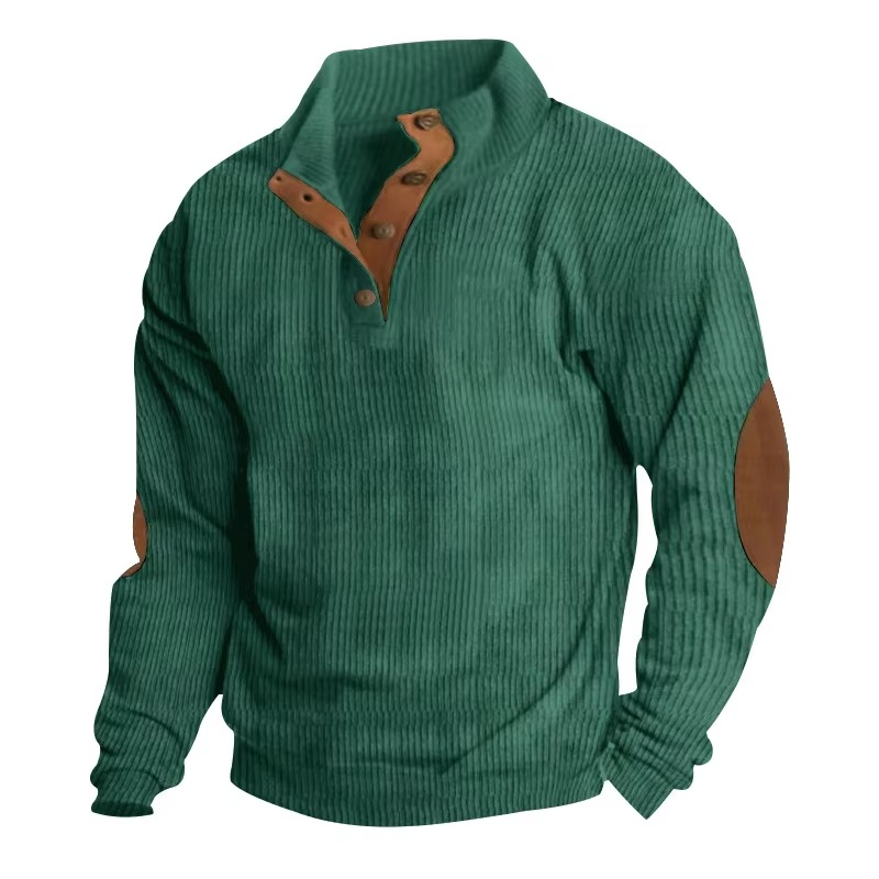Textured Button-Collar Pullover