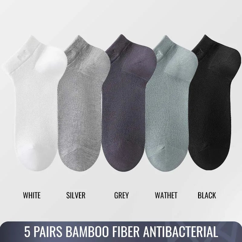 (5 Pairs) Mix Antibacterial Anti Odor Bamboo Socks