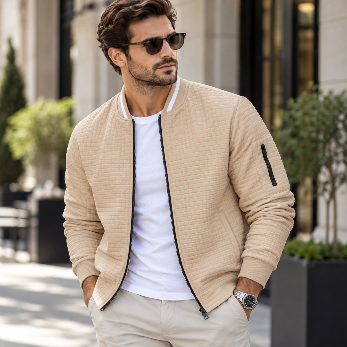 Men's Premium Textured Bomber Jacket