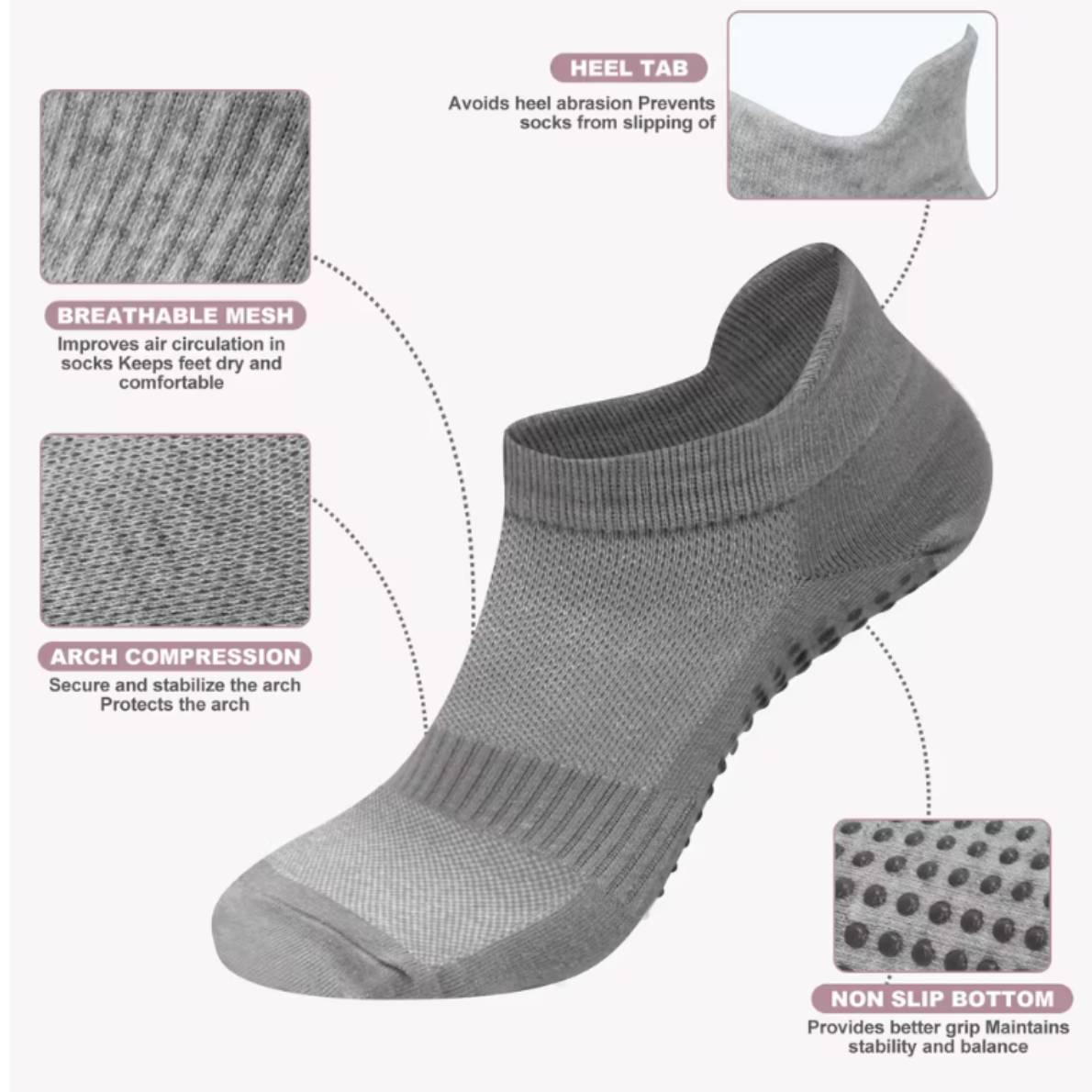 SilkStep™ No-Slip Invisible Socks – 6 Pcs