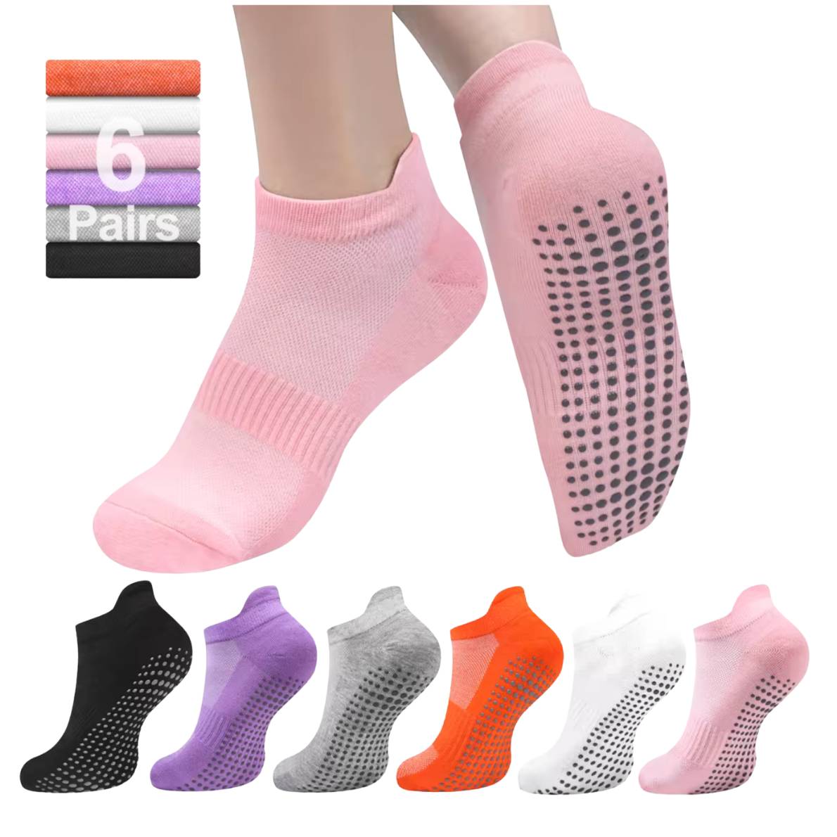 SilkStep™ No-Slip Invisible Socks – 6 Pcs