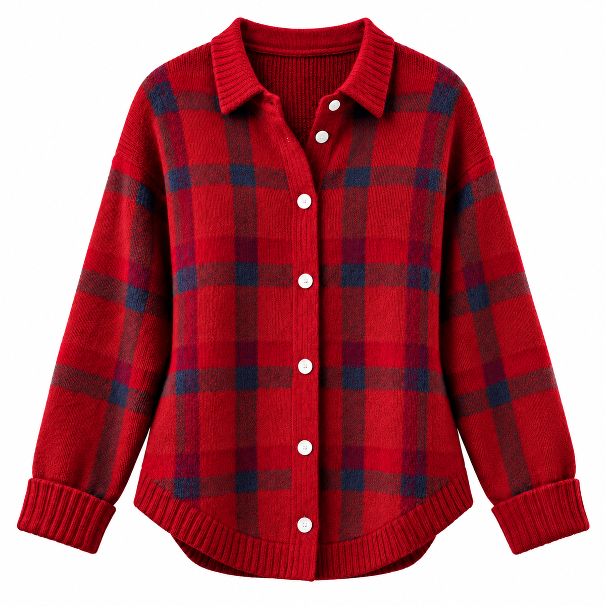 Women's Cozy Plaid Knit Cardigan