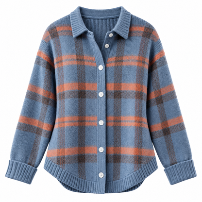 Women's Cozy Plaid Knit Cardigan