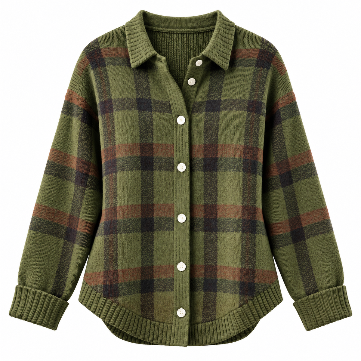 Women's Cozy Plaid Knit Cardigan