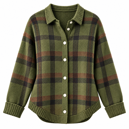 Women's Cozy Plaid Knit Cardigan