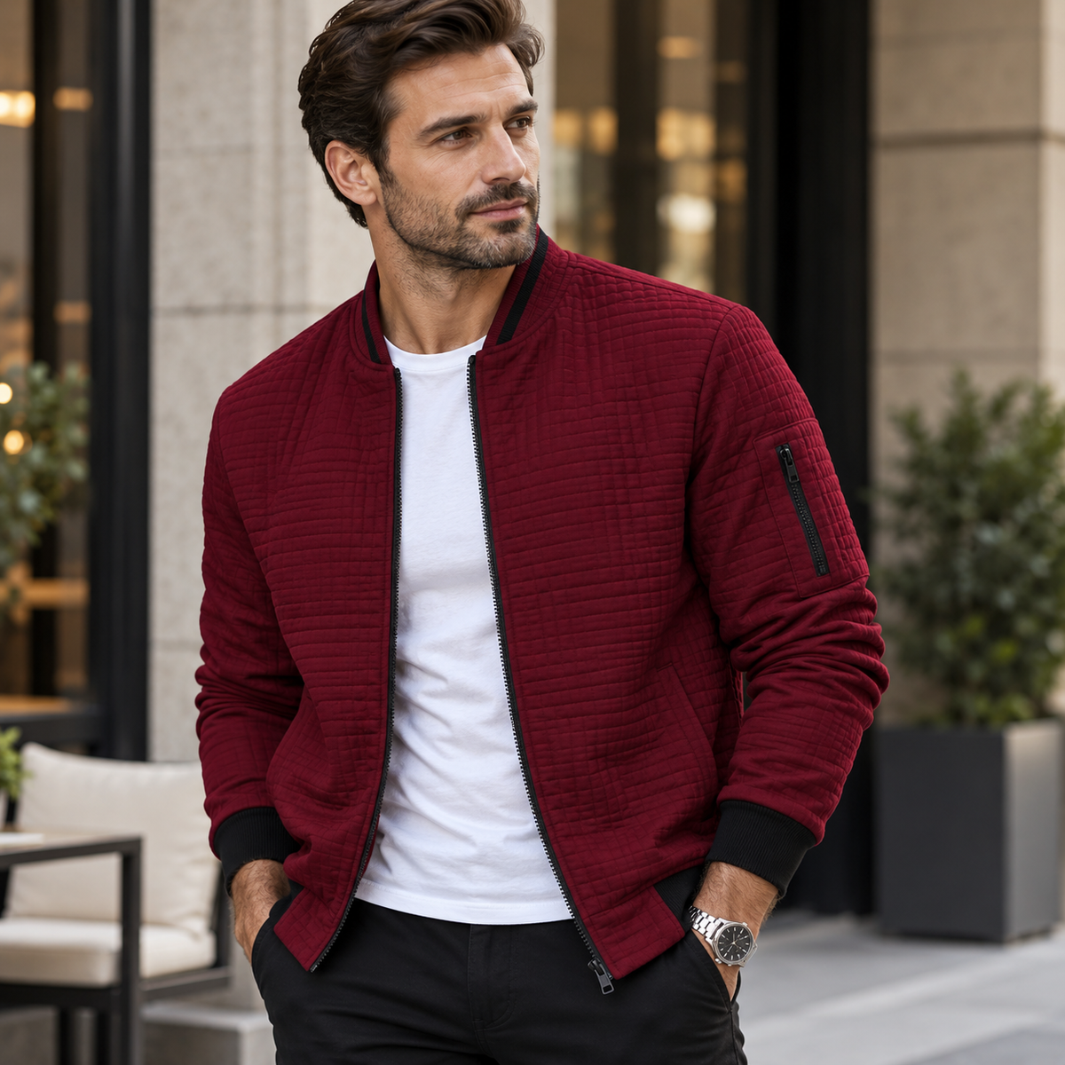 Men's Premium Textured Bomber Jacket