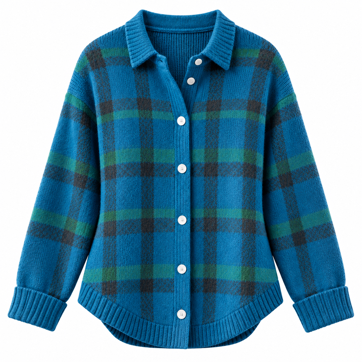 Women's Cozy Plaid Knit Cardigan