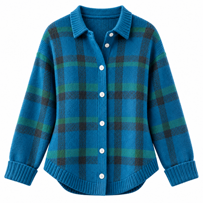 Women's Cozy Plaid Knit Cardigan