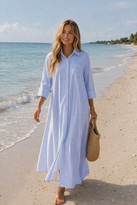 Lightweight Cotton Stripe Dress