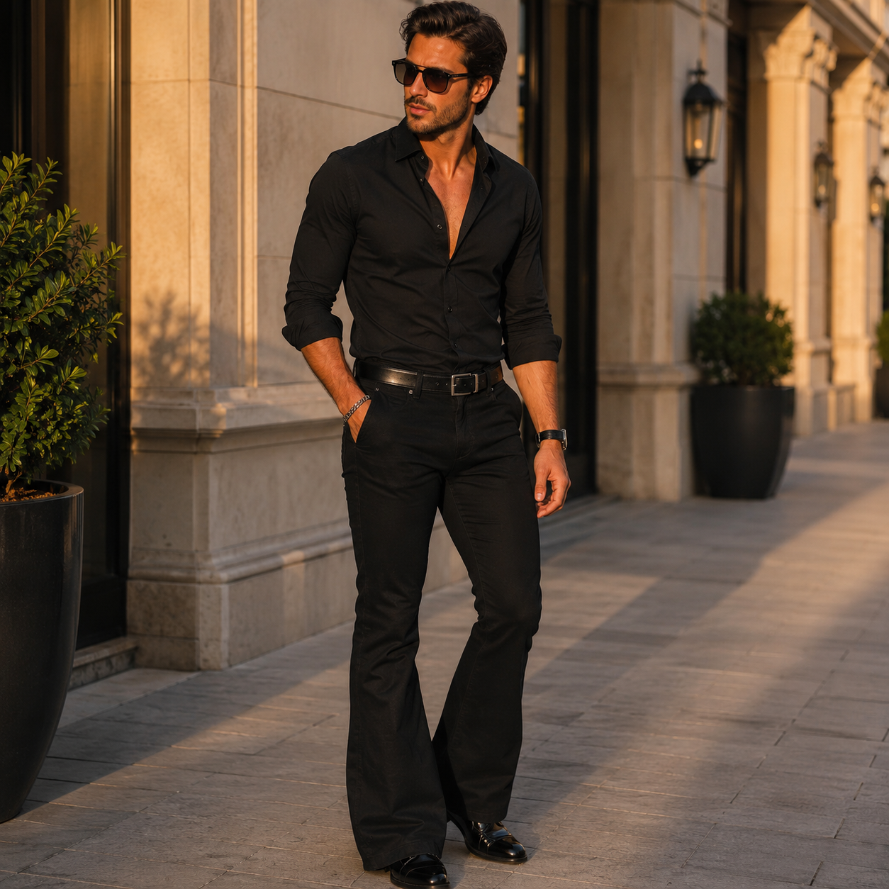 Retro Edge Flare Pants