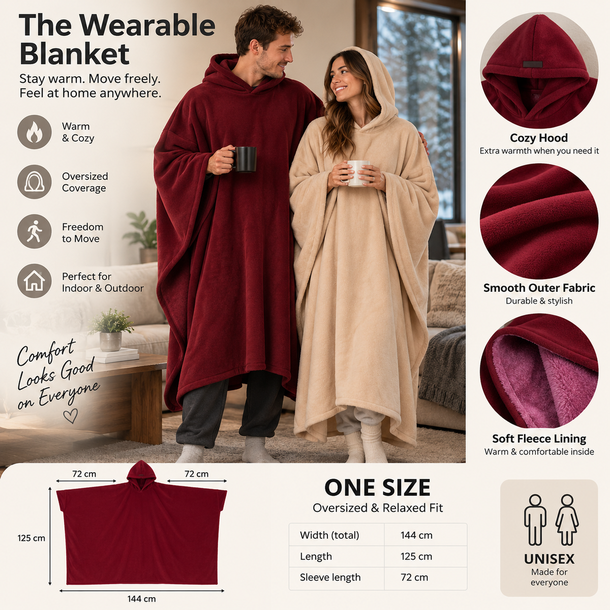 Cozy Hooded Blanket Cape