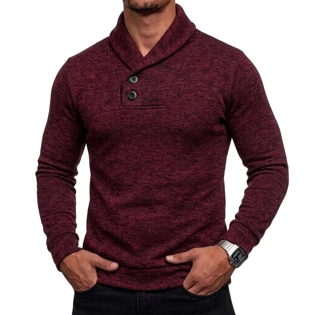 Shawl Collar Button Pullover