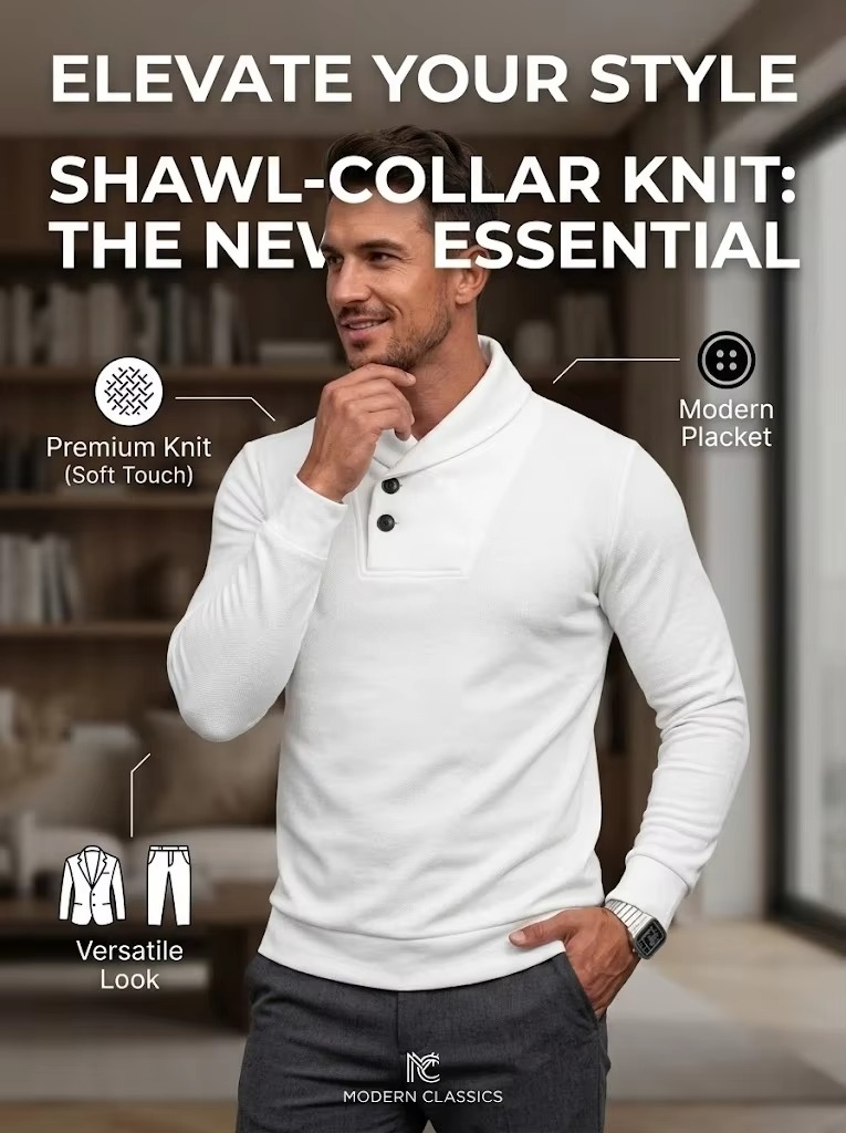 Shawl Collar Button Pullover