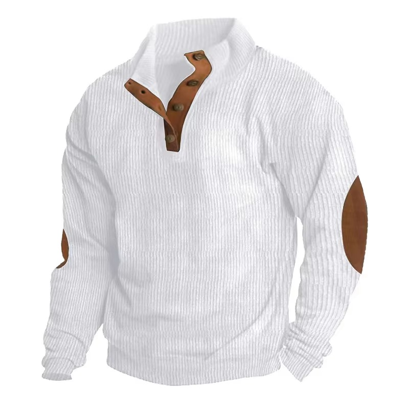 Textured Button-Collar Pullover