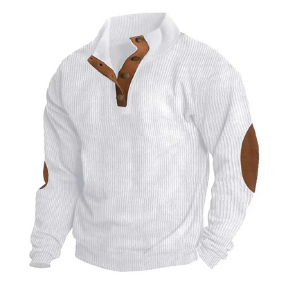 Textured Button-Collar Pullover
