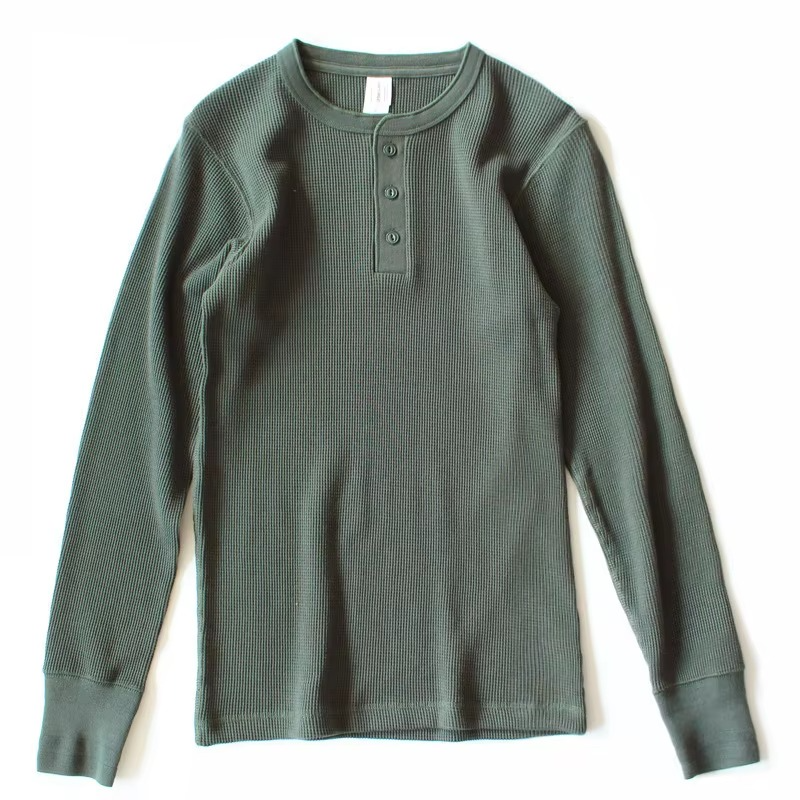 Waffle Knit Henley Shirt