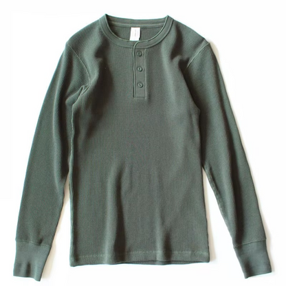 Waffle Knit Henley Shirt