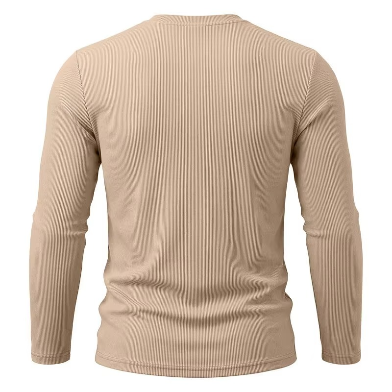 Textured V-Neck Long Sleeve Tee