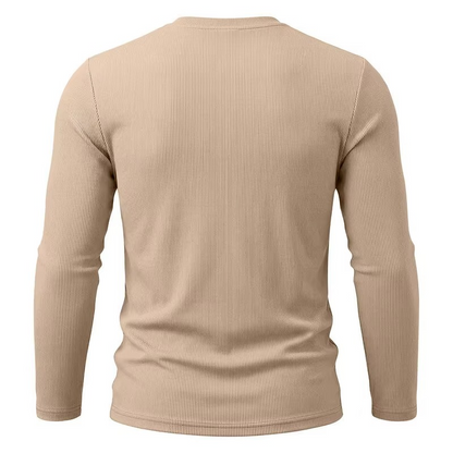 Textured V-Neck Long Sleeve Tee