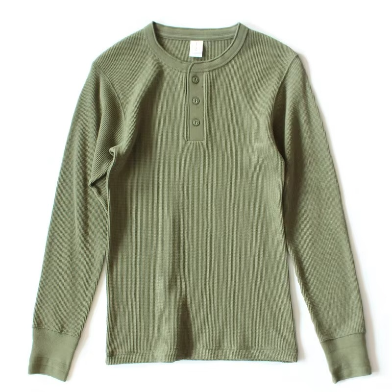 Waffle Knit Henley Shirt