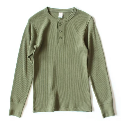 Waffle Knit Henley Shirt