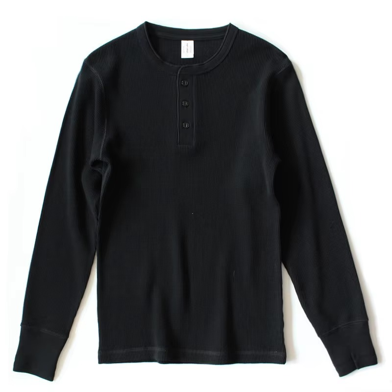 Waffle Knit Henley Shirt