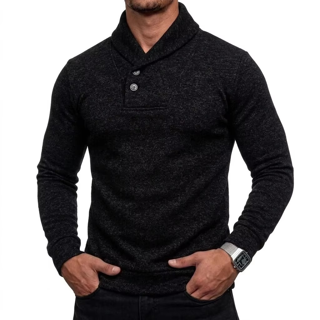 Shawl Collar Button Pullover