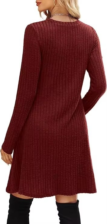 Ribbed A-Line Pocket Dress