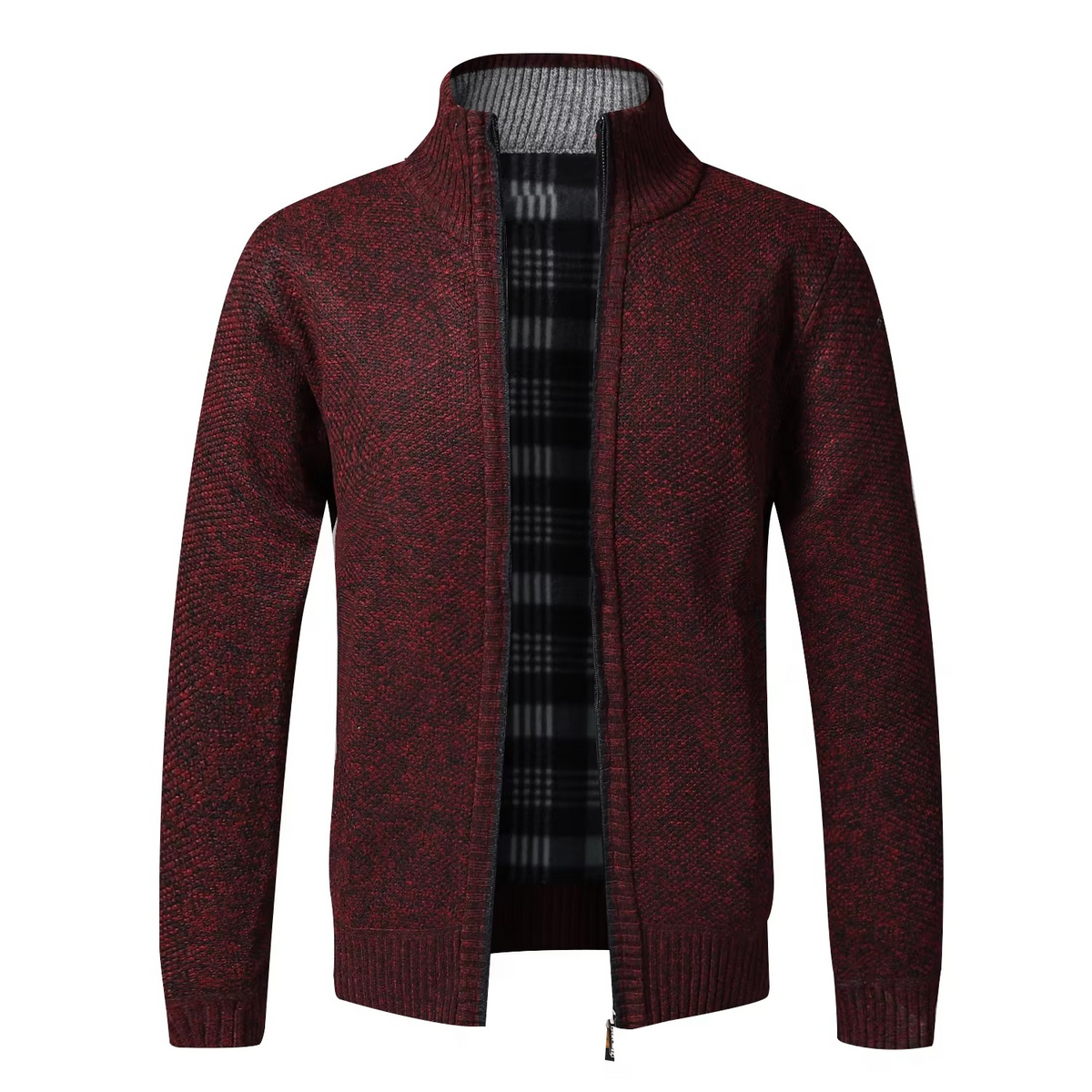 Fleece-Lined Knit Zip Cardigan