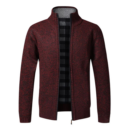 Fleece-Lined Knit Zip Cardigan