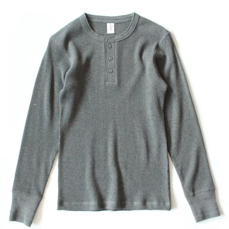 Waffle Knit Henley Shirt