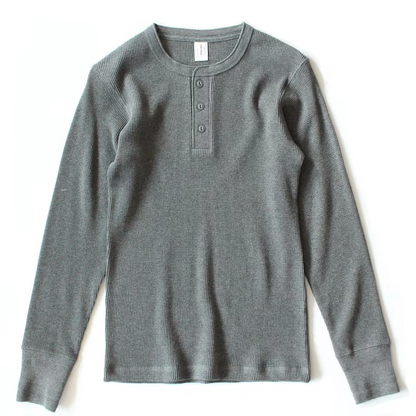 Waffle Knit Henley Shirt