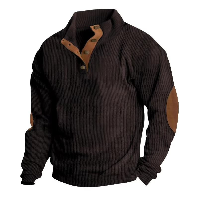 Textured Button-Collar Pullover