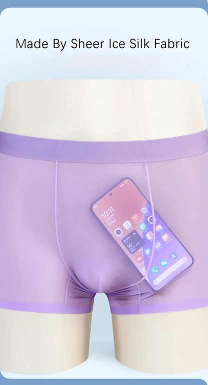 4 Pcs Ultra-Thin Ice Silk Men's Boxer Shorts