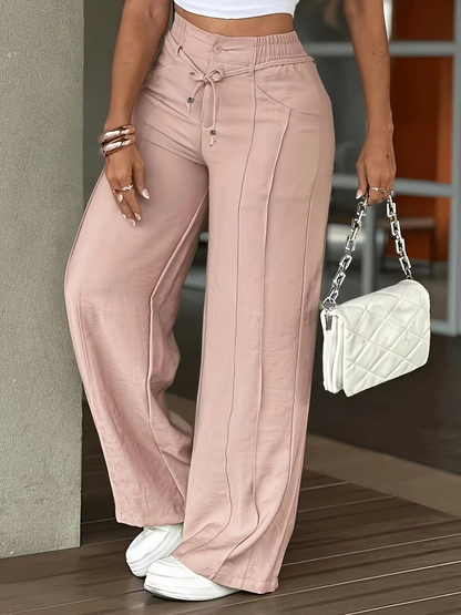 High-Waisted Wide Leg Drawstring Pants