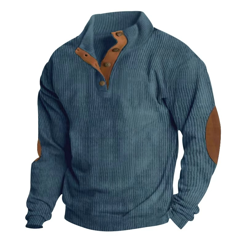 Textured Button-Collar Pullover