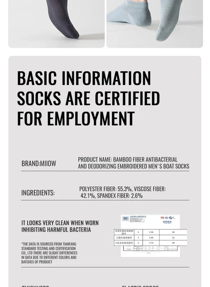 (5 Pairs) Mix Antibacterial Anti Odor Bamboo Socks