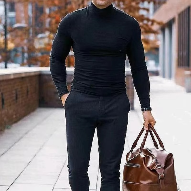 Men's Premium Milk Silk Mock Neck Shirt
