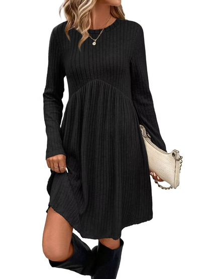 Ribbed A-Line Pocket Dress