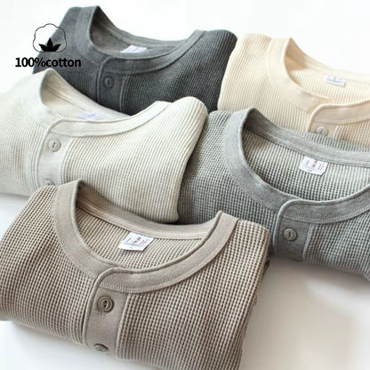 Waffle Knit Henley Shirt