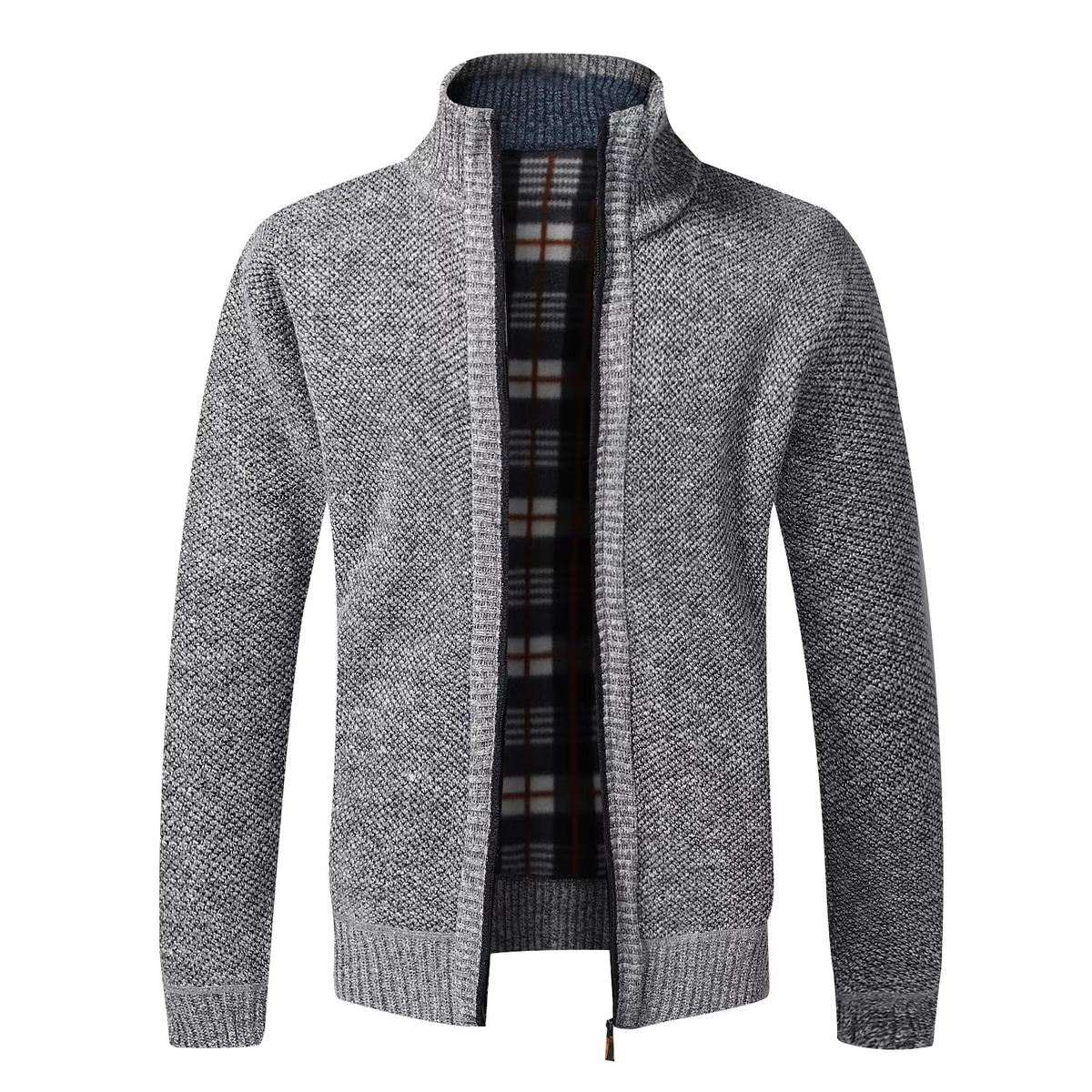 Fleece-Lined Knit Zip Cardigan