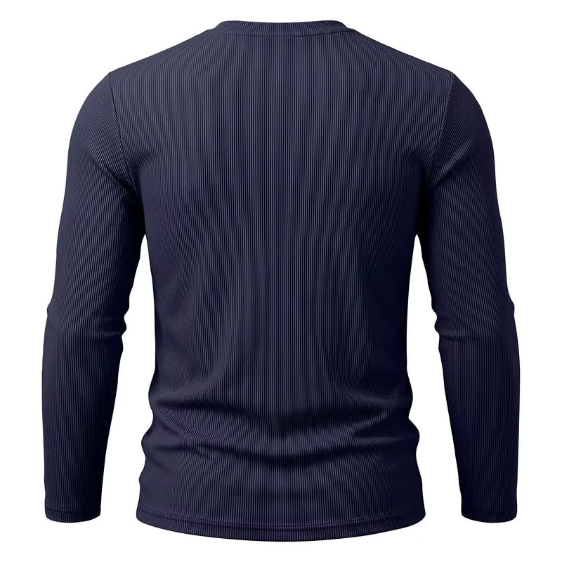 Textured V-Neck Long Sleeve Tee