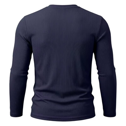 Textured V-Neck Long Sleeve Tee