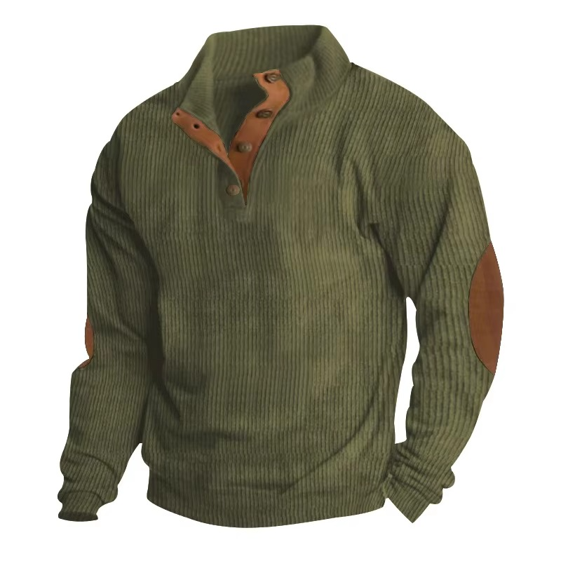 Textured Button-Collar Pullover