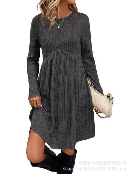 Ribbed A-Line Pocket Dress