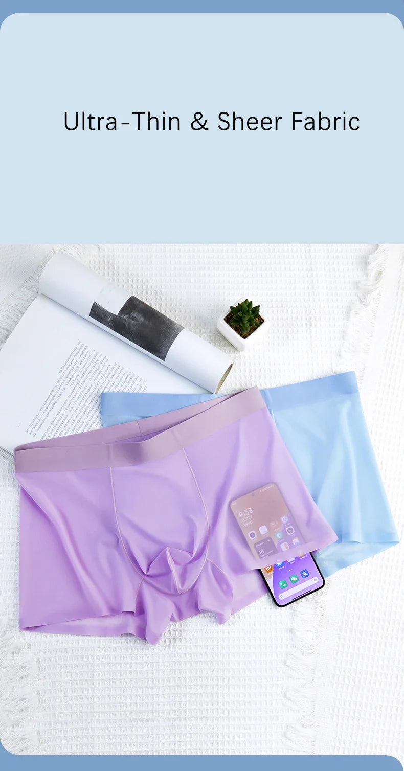 4 Pcs Ultra-Thin Ice Silk Men's Boxer Shorts