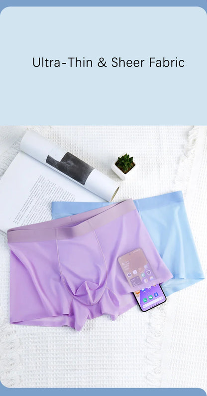 4 Pcs Ultra-Thin Ice Silk Men's Boxer Shorts