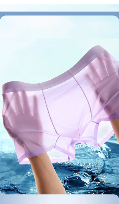4 Pcs Ultra-Thin Ice Silk Men's Boxer Shorts
