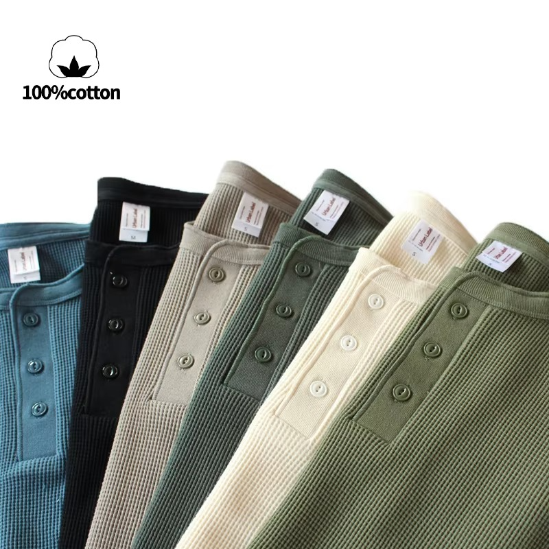 Waffle Knit Henley Shirt