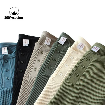Waffle Knit Henley Shirt